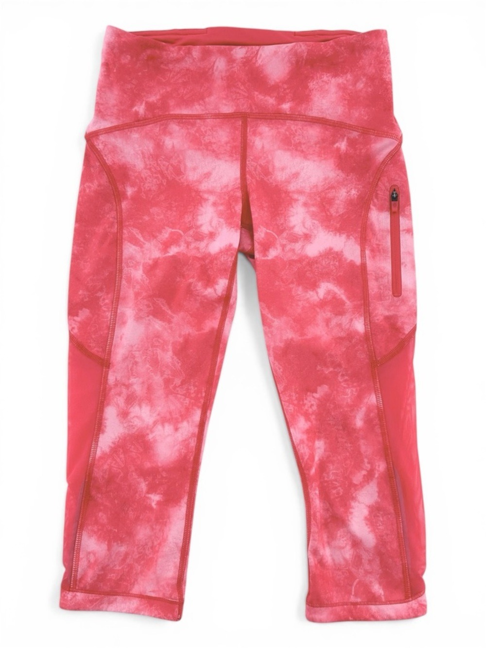 Lululemon Sun Runner Crop Tight Leggings Pink White Tie Dye Size 4